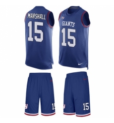 Men's Nike New York Giants #15 Brandon Marshall Limited Royal Blue Tank Top Suit NFL Jersey