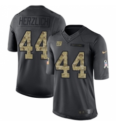 Men's Nike New York Giants #44 Mark Herzlich Limited Black 2016 Salute to Service NFL Jersey