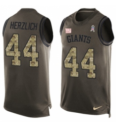 Men's Nike New York Giants #44 Mark Herzlich Limited Green Salute to Service Tank Top NFL Jersey