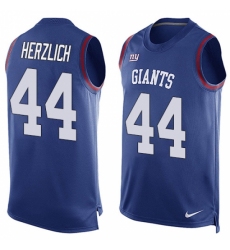 Men's Nike New York Giants #44 Mark Herzlich Limited Royal Blue Player Name & Number Tank Top NFL Jersey