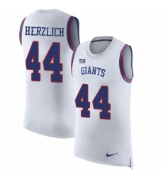 Men's Nike New York Giants #44 Mark Herzlich Limited White Rush Player Name & Number Tank Top NFL Jersey