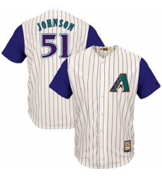 Men's Majestic Arizona Diamondbacks #51 Randy Johnson Authentic Cream Cooperstown Throwback MLB Jersey