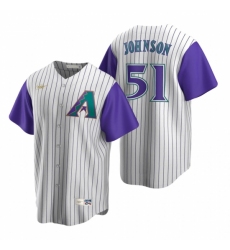 Men's Nike Arizona Diamondbacks #51 Randy Johnson Cream Purple Cooperstown Collection Alternate Stitched Baseball Jersey