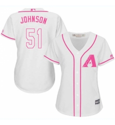 Women's Majestic Arizona Diamondbacks #51 Randy Johnson Authentic White Fashion MLB Jersey