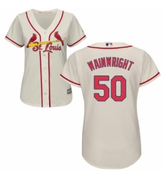 Women's Majestic St. Louis Cardinals #50 Adam Wainwright Authentic Cream Alternate Cool Base MLB Jersey