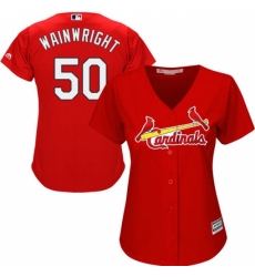 Women's Majestic St. Louis Cardinals #50 Adam Wainwright Authentic Red Alternate Cool Base MLB Jersey
