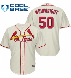 Youth Majestic St. Louis Cardinals #50 Adam Wainwright Authentic Cream Alternate Cool Base MLB Jersey