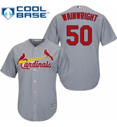 Youth Majestic St. Louis Cardinals #50 Adam Wainwright Authentic Grey Road Cool Base MLB Jersey