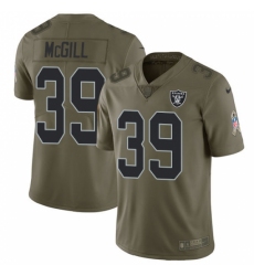 Youth Nike Oakland Raiders #39 Keith McGill Limited Olive 2017 Salute to Service NFL Jersey