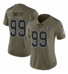 Women's Nike Oakland Raiders #99 Aldon Smith Limited Olive 2017 Salute to Service NFL Jersey