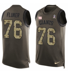 Men's Nike New York Giants #76 D.J. Fluker Limited Green Salute to Service Tank Top NFL Jersey