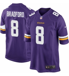 Men's Nike Minnesota Vikings #8 Sam Bradford Game Purple Team Color NFL Jersey