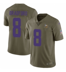 Men's Nike Minnesota Vikings #8 Sam Bradford Limited Olive 2017 Salute to Service NFL Jersey
