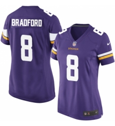 Women's Nike Minnesota Vikings #8 Sam Bradford Game Purple Team Color NFL Jersey