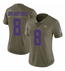 Women's Nike Minnesota Vikings #8 Sam Bradford Limited Olive 2017 Salute to Service NFL Jersey