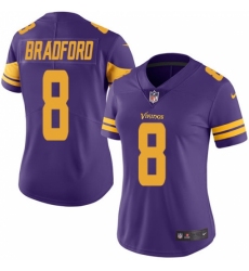 Women's Nike Minnesota Vikings #8 Sam Bradford Limited Purple Rush Vapor Untouchable NFL Jersey