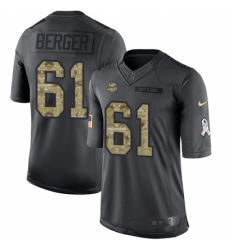 Men's Nike Minnesota Vikings #61 Joe Berger Limited Black 2016 Salute to Service NFL Jersey