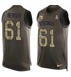 Men's Nike Minnesota Vikings #61 Joe Berger Limited Green Salute to Service Tank Top NFL Jersey