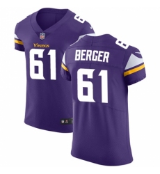 Men's Nike Minnesota Vikings #61 Joe Berger Purple Team Color Vapor Untouchable Elite Player NFL Jersey