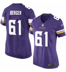 Women's Nike Minnesota Vikings #61 Joe Berger Game Purple Team Color NFL Jersey