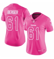 Women's Nike Minnesota Vikings #61 Joe Berger Limited Pink Rush Fashion NFL Jersey
