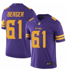 Youth Nike Minnesota Vikings #61 Joe Berger Elite Purple Rush Vapor Untouchable NFL Jersey