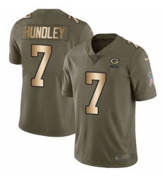 Men's Nike Green Bay Packers #7 Brett Hundley Limited Olive/Gold 2017 Salute to Service NFL Jersey