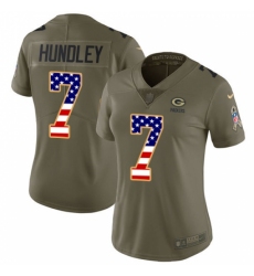 Women's Nike Green Bay Packers #7 Brett Hundley Limited Olive/USA Flag 2017 Salute to Service NFL Jersey