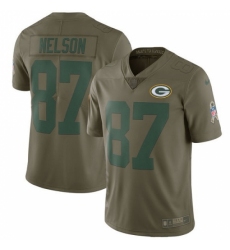 Men's Nike Green Bay Packers #87 Jordy Nelson Limited Olive 2017 Salute to Service NFL Jersey