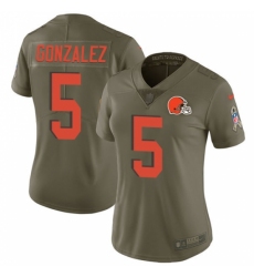 Women's Nike Cleveland Browns #5 Zane Gonzalez Limited Olive 2017 Salute to Service NFL Jersey