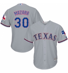 Men's Majestic Texas Rangers #30 Nomar Mazara Replica Grey Road Cool Base MLB Jersey