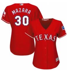 Women's Majestic Texas Rangers #30 Nomar Mazara Replica Red Alternate Cool Base MLB Jersey