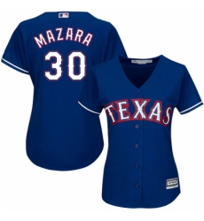 Women's Majestic Texas Rangers #30 Nomar Mazara Replica Royal Blue Alternate 2 Cool Base MLB Jersey