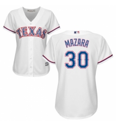 Women's Majestic Texas Rangers #30 Nomar Mazara Replica White Home Cool Base MLB Jersey