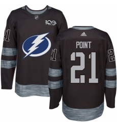 Men's Adidas Tampa Bay Lightning #21 Brayden Point Authentic Black 1917-2017 100th Anniversary NHL Jersey