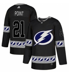 Men's Adidas Tampa Bay Lightning #21 Brayden Point Authentic Black Team Logo Fashion NHL Jersey