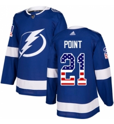 Men's Adidas Tampa Bay Lightning #21 Brayden Point Authentic Blue USA Flag Fashion NHL Jersey