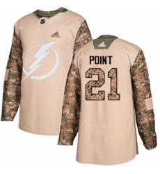 Men's Adidas Tampa Bay Lightning #21 Brayden Point Authentic Camo Veterans Day Practice NHL Jersey