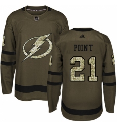 Men's Adidas Tampa Bay Lightning #21 Brayden Point Authentic Green Salute to Service NHL Jersey