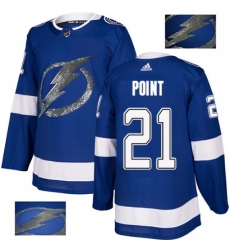 Men's Adidas Tampa Bay Lightning #21 Brayden Point Authentic Royal Blue Fashion Gold NHL Jersey