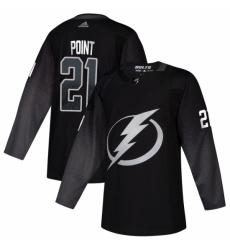 Men's Tampa Bay Lightning #21 Brayden Point adidas Alternate Authentic Player Jersey Black