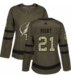 Women's Adidas Tampa Bay Lightning #21 Brayden Point Authentic Green Salute to Service NHL Jersey