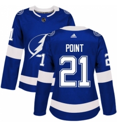 Women's Adidas Tampa Bay Lightning #21 Brayden Point Authentic Royal Blue Home NHL Jersey