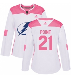 Women's Adidas Tampa Bay Lightning #21 Brayden Point Authentic White/Pink Fashion NHL Jersey