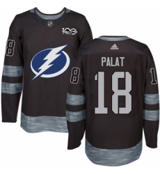 Men's Adidas Tampa Bay Lightning #18 Ondrej Palat Authentic Black 1917-2017 100th Anniversary NHL Jersey