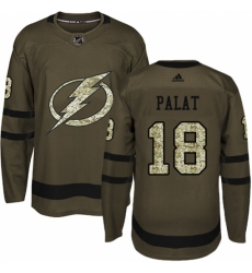 Men's Adidas Tampa Bay Lightning #18 Ondrej Palat Authentic Green Salute to Service NHL Jersey