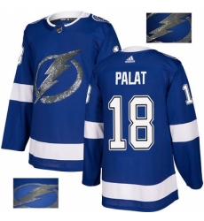 Men's Adidas Tampa Bay Lightning #18 Ondrej Palat Authentic Royal Blue Fashion Gold NHL Jersey