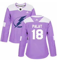 Women's Adidas Tampa Bay Lightning #18 Ondrej Palat Authentic Purple Fights Cancer Practice NHL Jersey