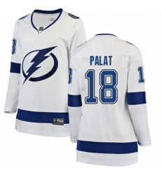 Women's Tampa Bay Lightning #18 Ondrej Palat Fanatics Branded White Away Breakaway NHL Jersey