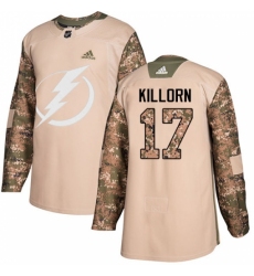 Men's Adidas Tampa Bay Lightning #17 Alex Killorn Authentic Camo Veterans Day Practice NHL Jersey